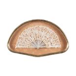 Mother of pearl and lace fabric fan