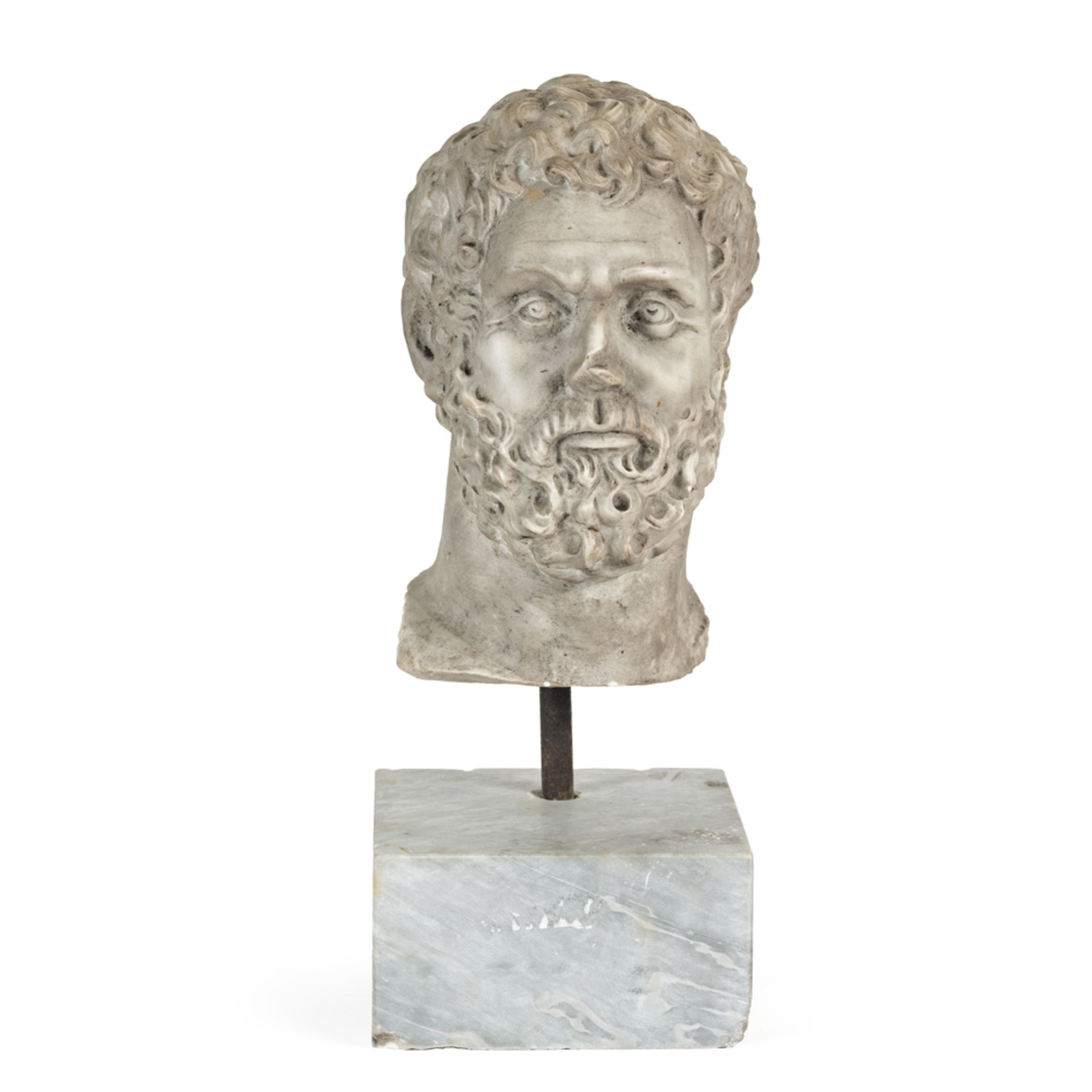 Head of a philosopher in white marble