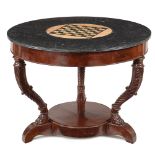 Mahogany and polychrome marbles centre table