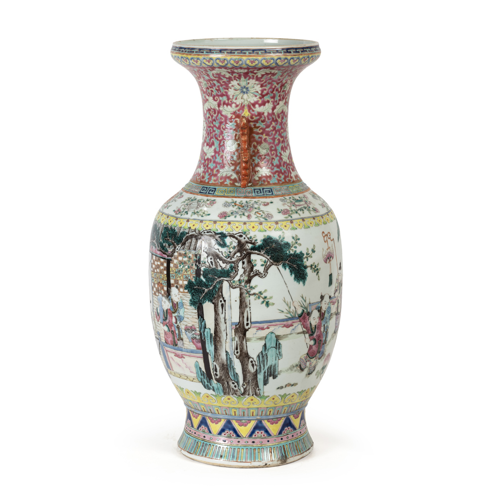 Pink Family porcelain Baluster vase - Image 3 of 4