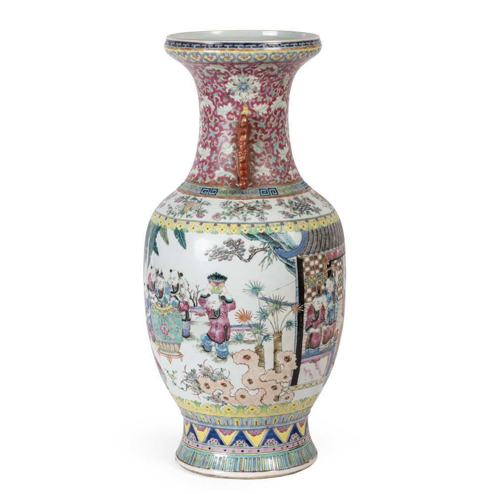 Pink Family porcelain Baluster vase - Image 4 of 4