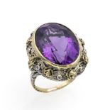 Mario Buccellati, 18kt yellow gold and silver ring with amethyst