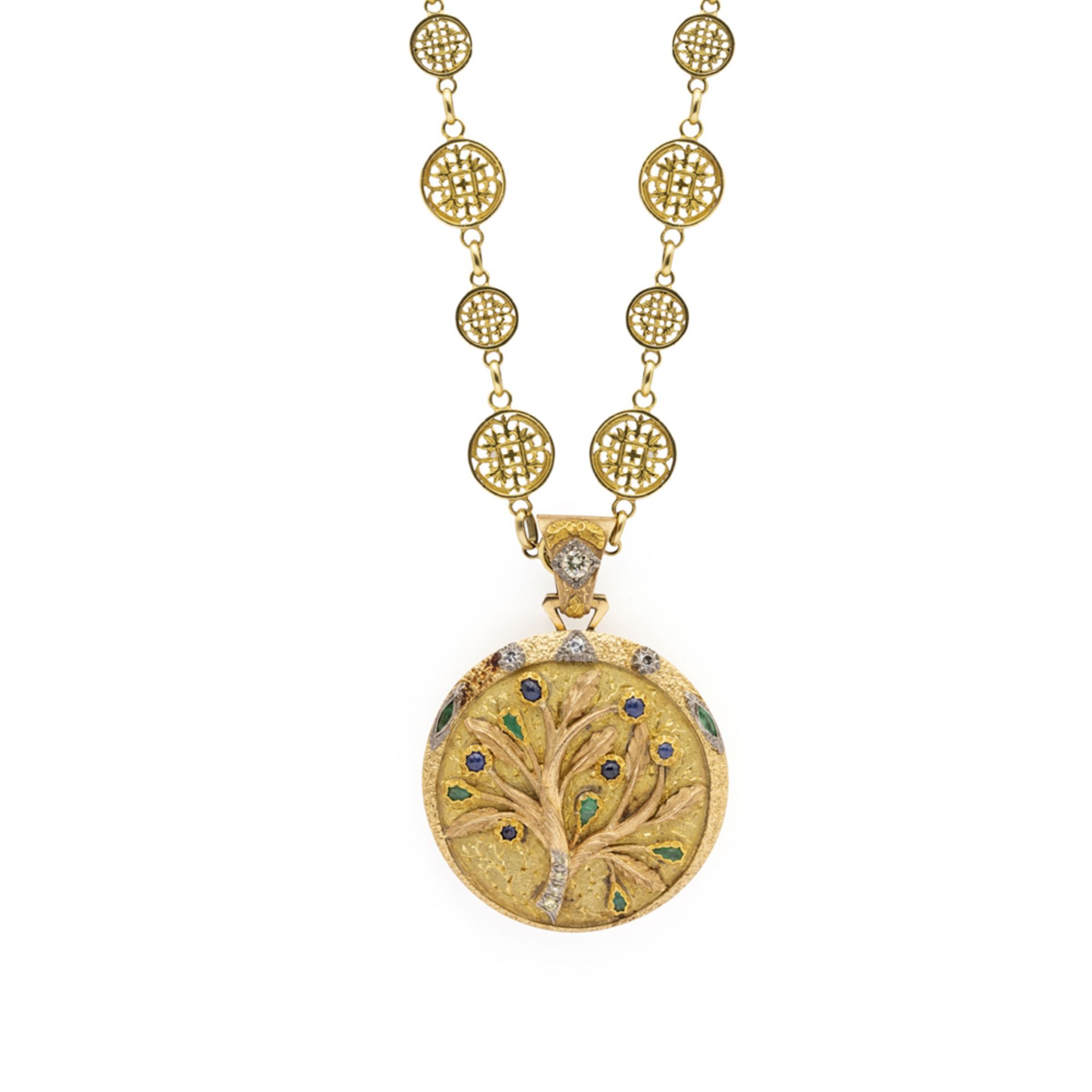 Filippo Moroni, long necklace with Tree of Life pendant