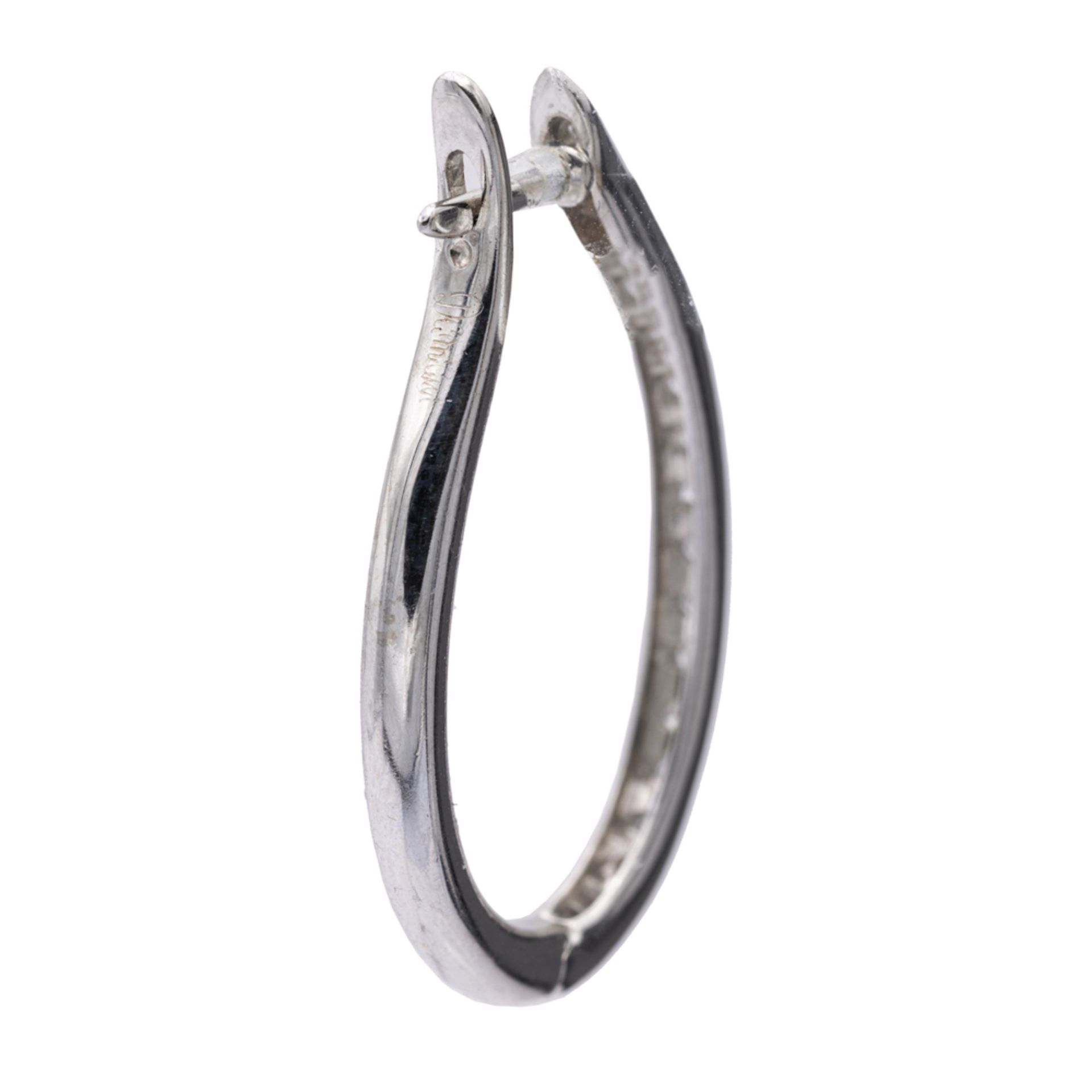 Damiani, oval 18kt white gold and diamonds earrings - Image 2 of 2