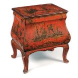 Red lacquered and gilt wood night stand