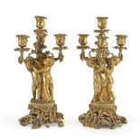 Pair of gilt bronze chandeliers