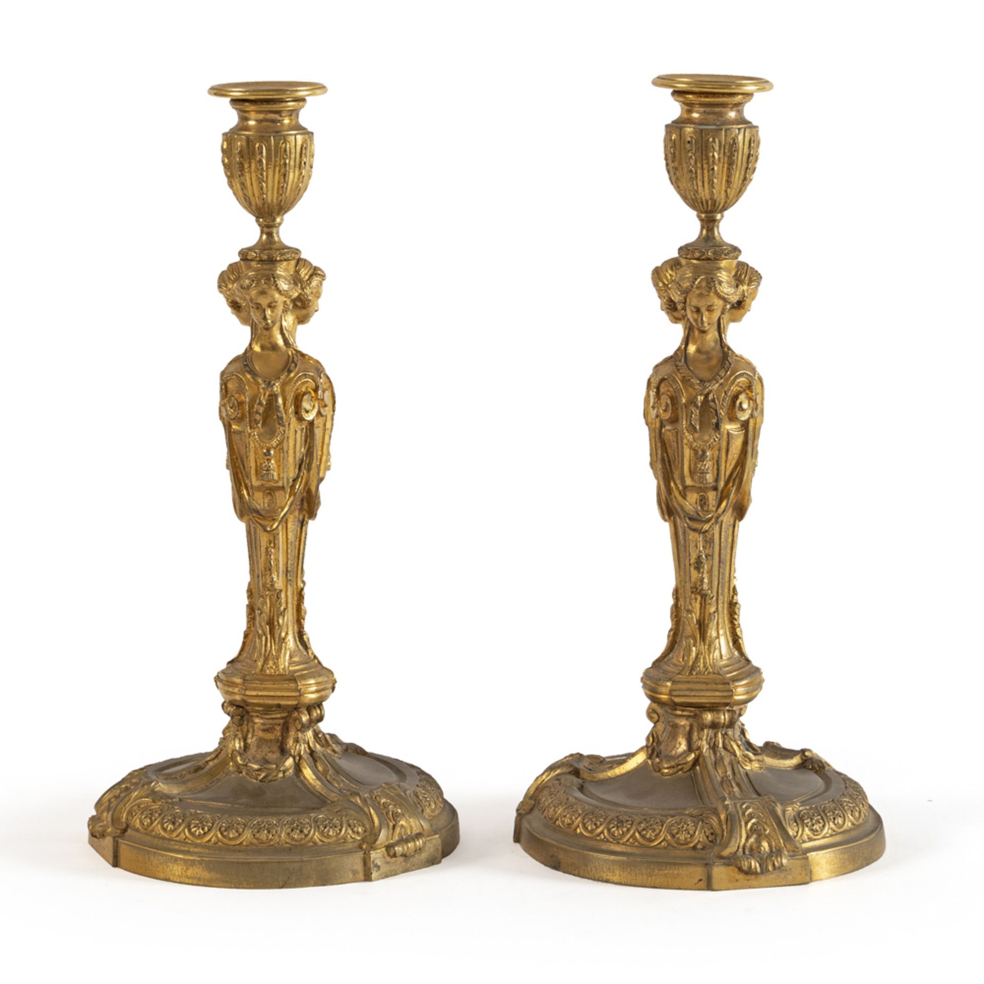 Pair of gilded bronze candlesticks