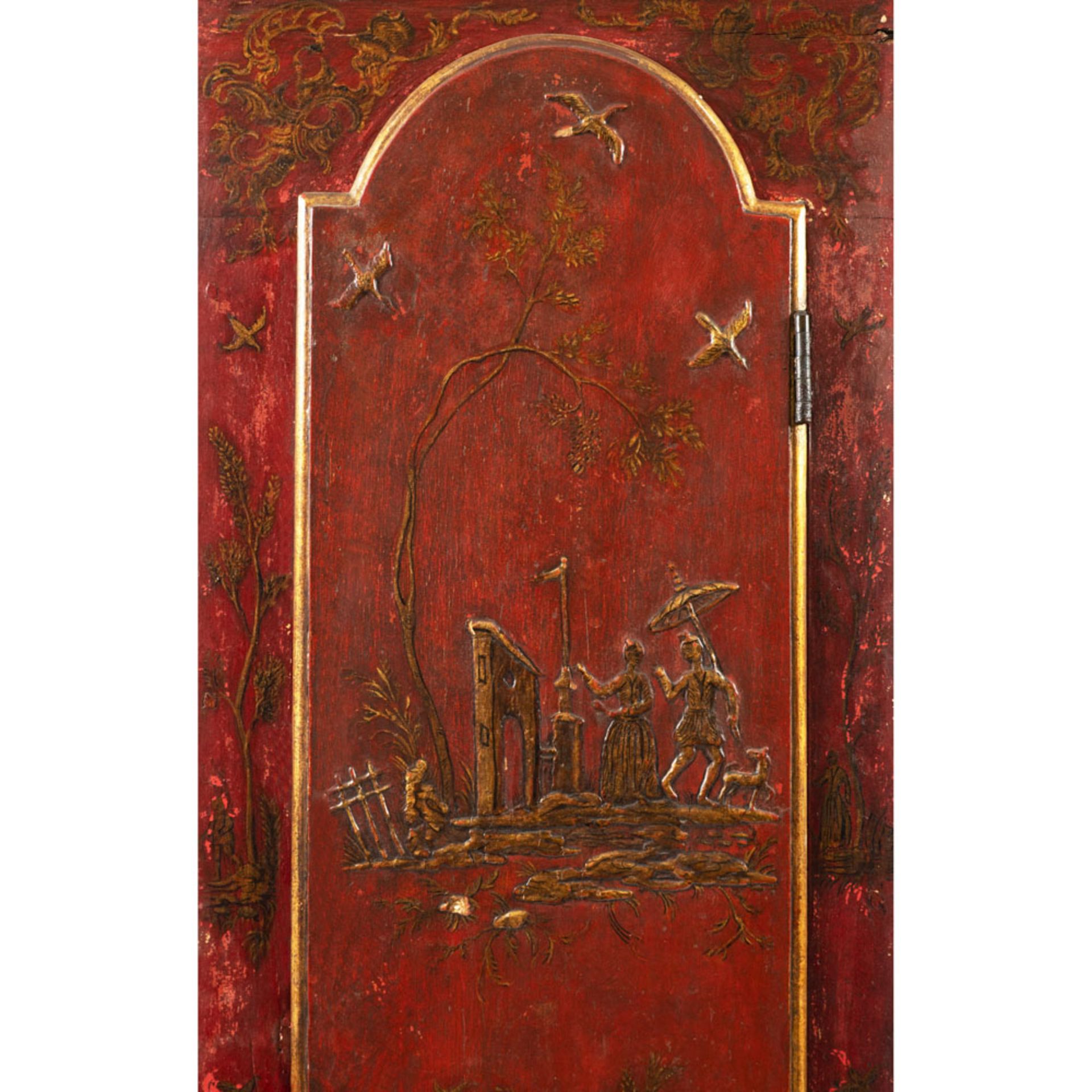 Red lacquered wood grandfather clock - Bild 3 aus 4