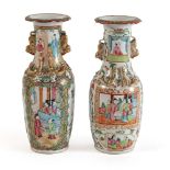 Pair of polychrome porcelain vases