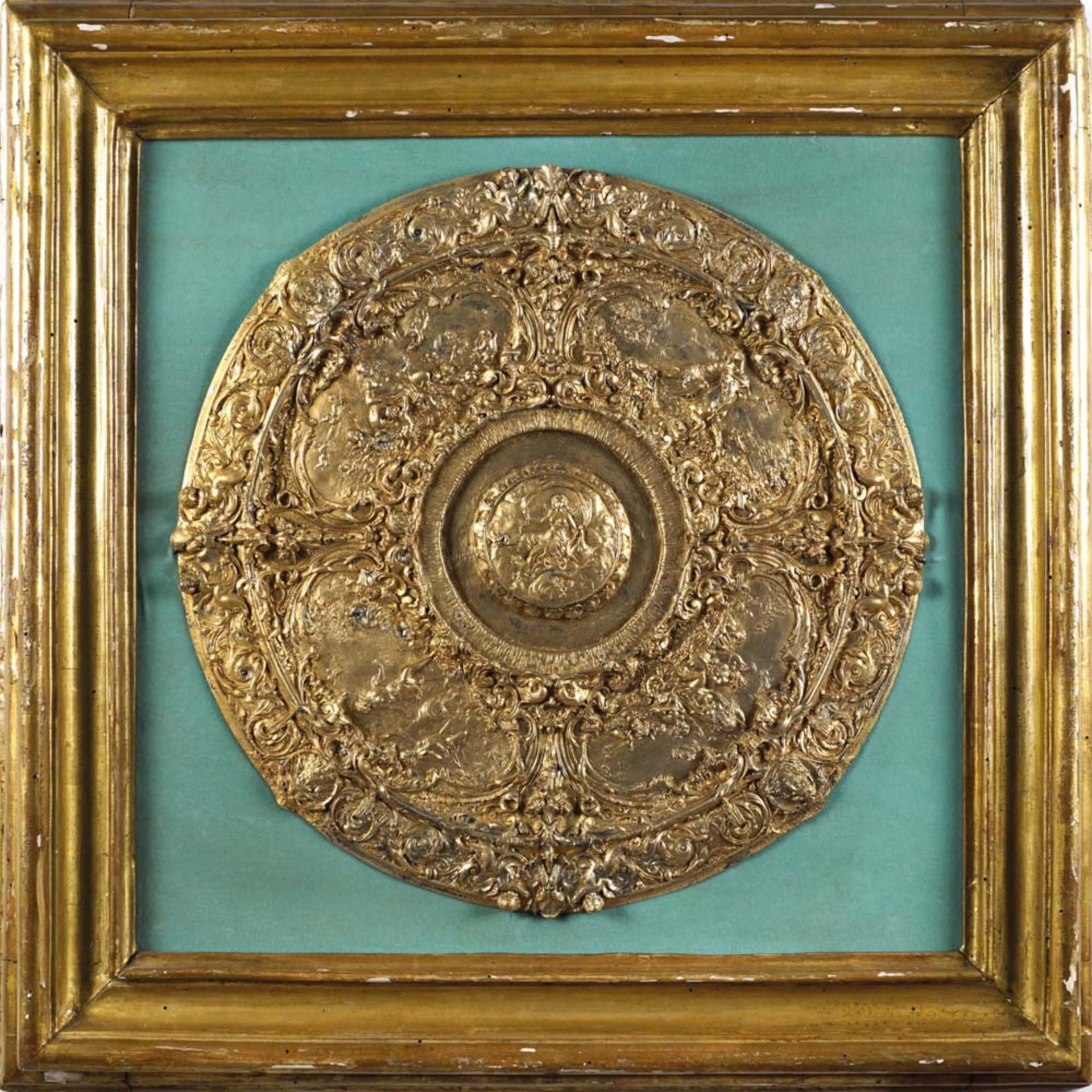 Gilded bronze plate