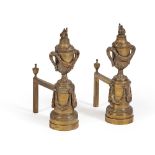 Pair of gilded bronze andirons