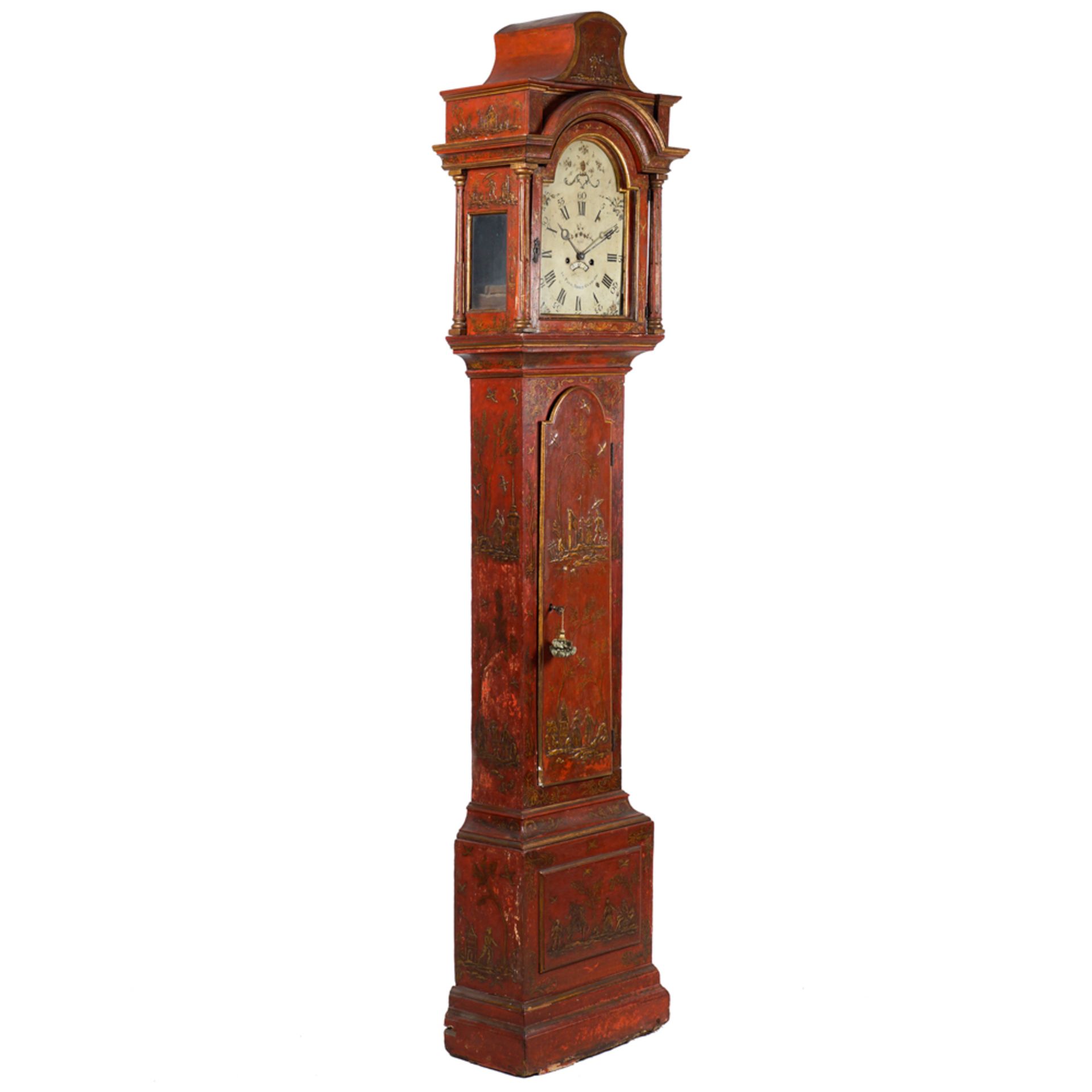 Red lacquered wood grandfather clock - Bild 2 aus 4