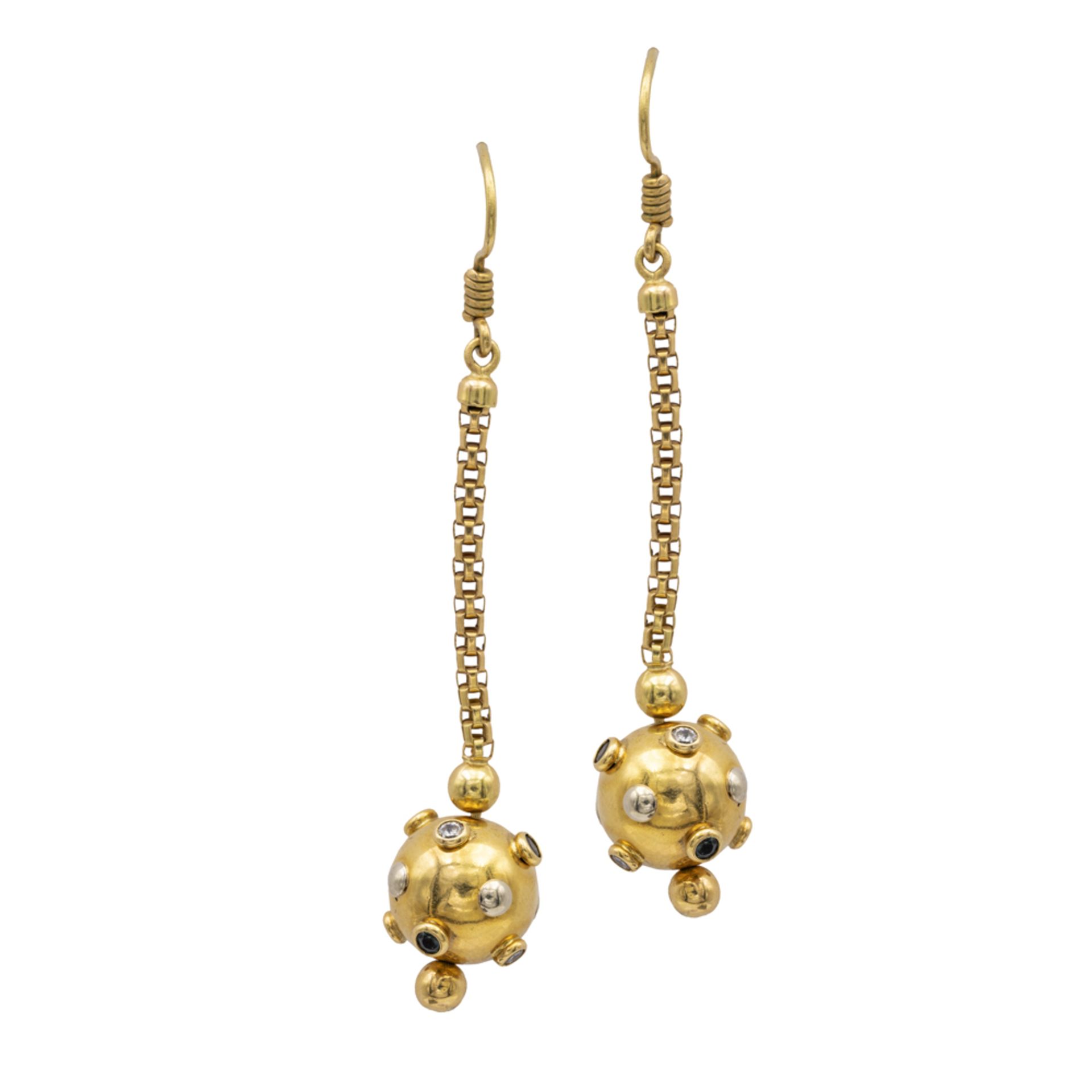 18kt yellow gold mine pendant earrings