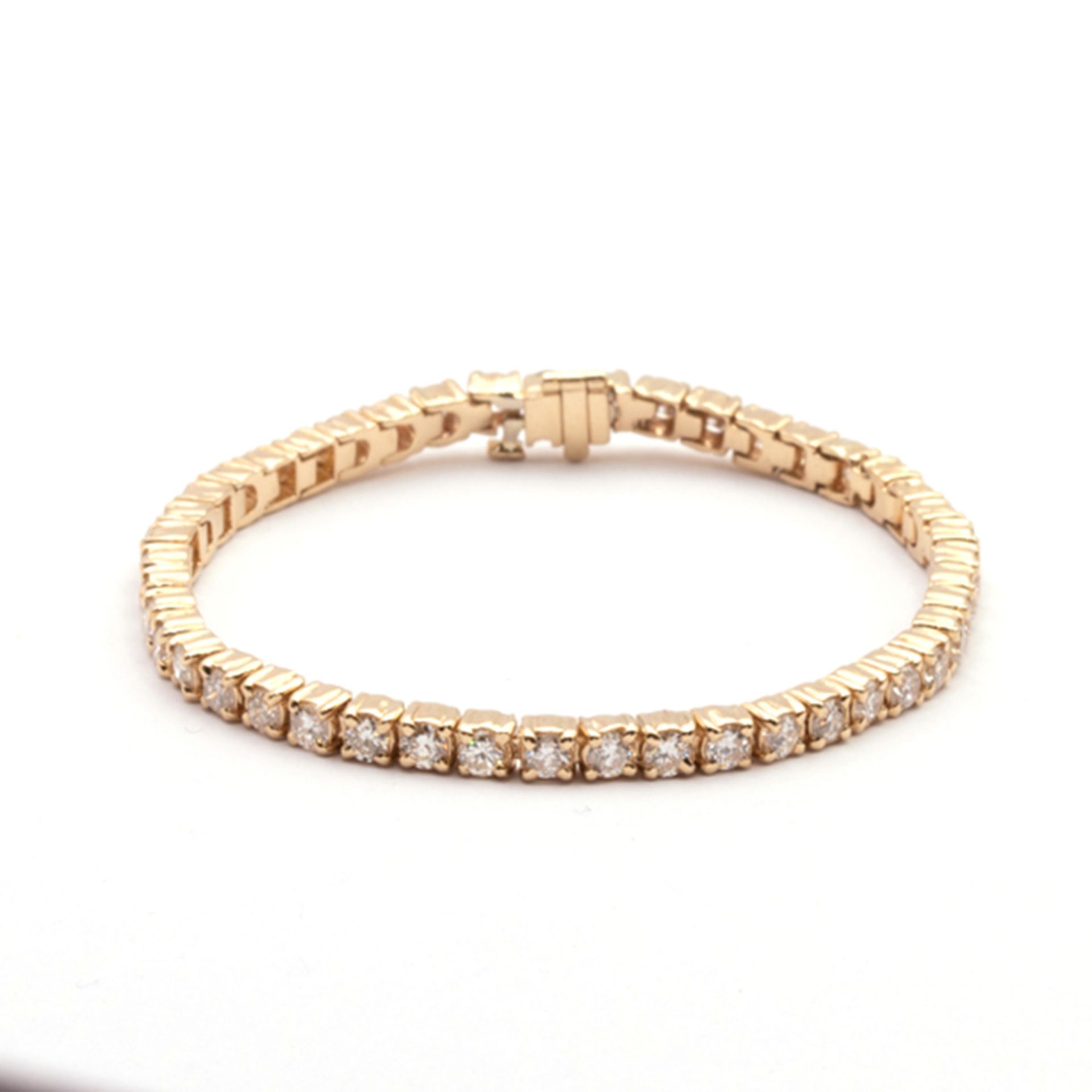 Tennis bracelet in 14kt yellow gold and diamonds - Image 2 of 2