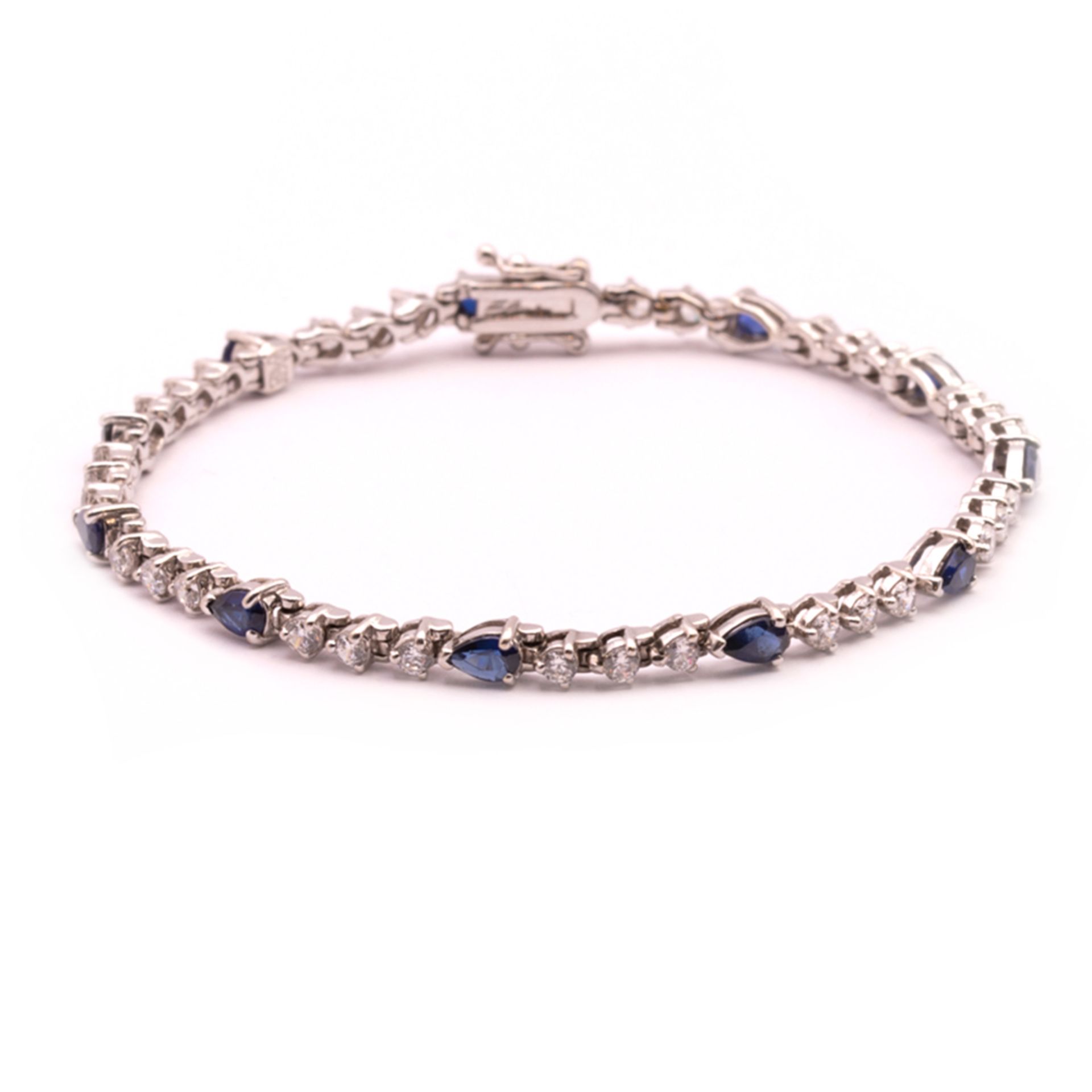 18kt white gold bracelet with diamonds and sapphires - Image 2 of 2