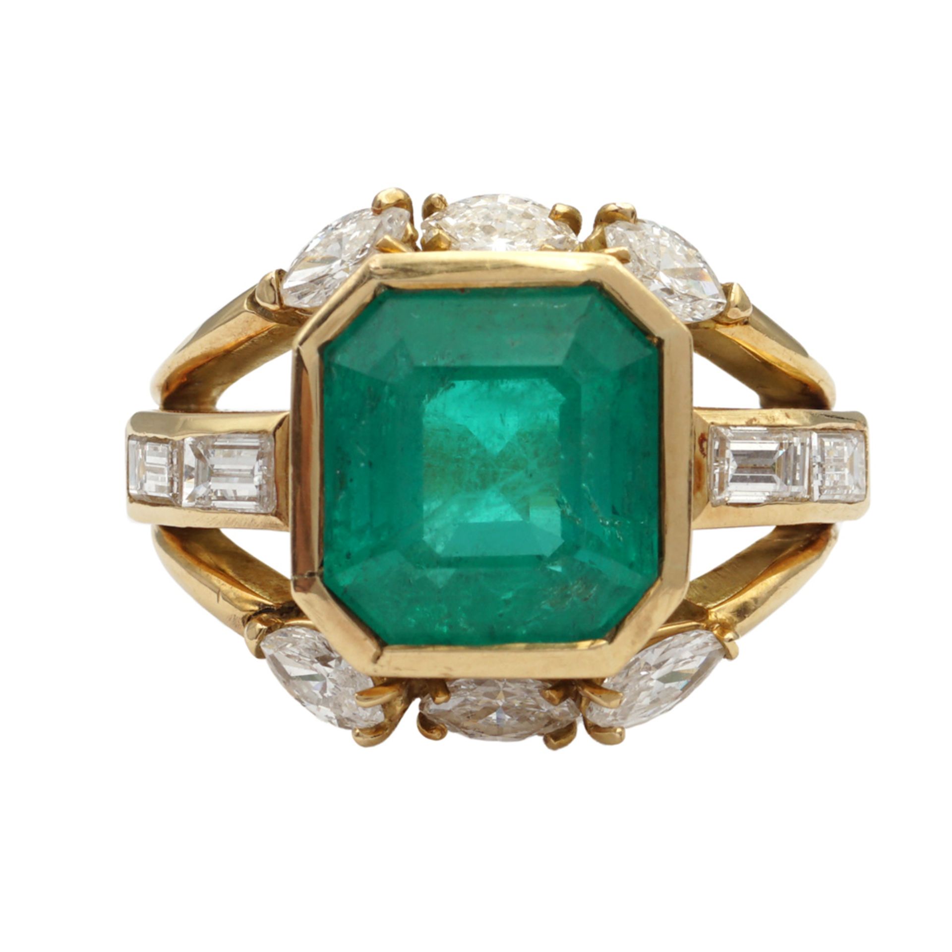 18kt yellow gold ring with natural Colombian emerald circa 6.50 ct - Bild 2 aus 3