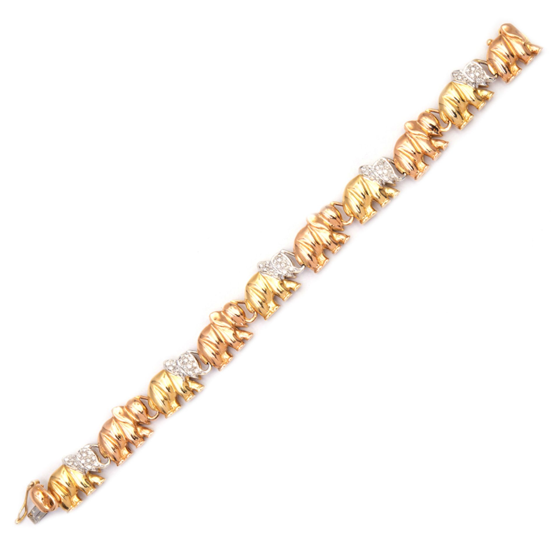 18kt three-color gold and diamonds Elephant bracelet - Image 2 of 2