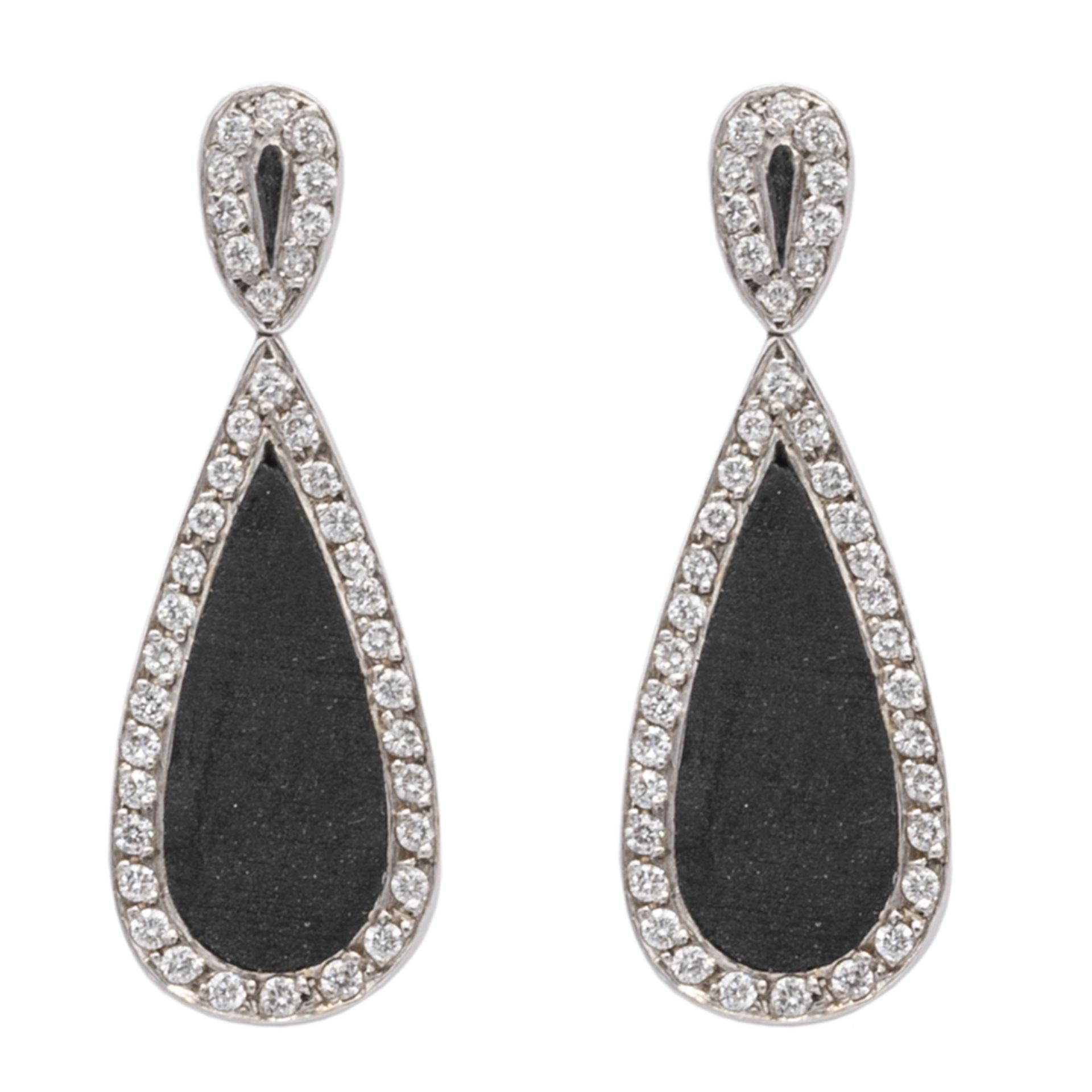 18kt white gold rubber and diamonds Pendant earrings