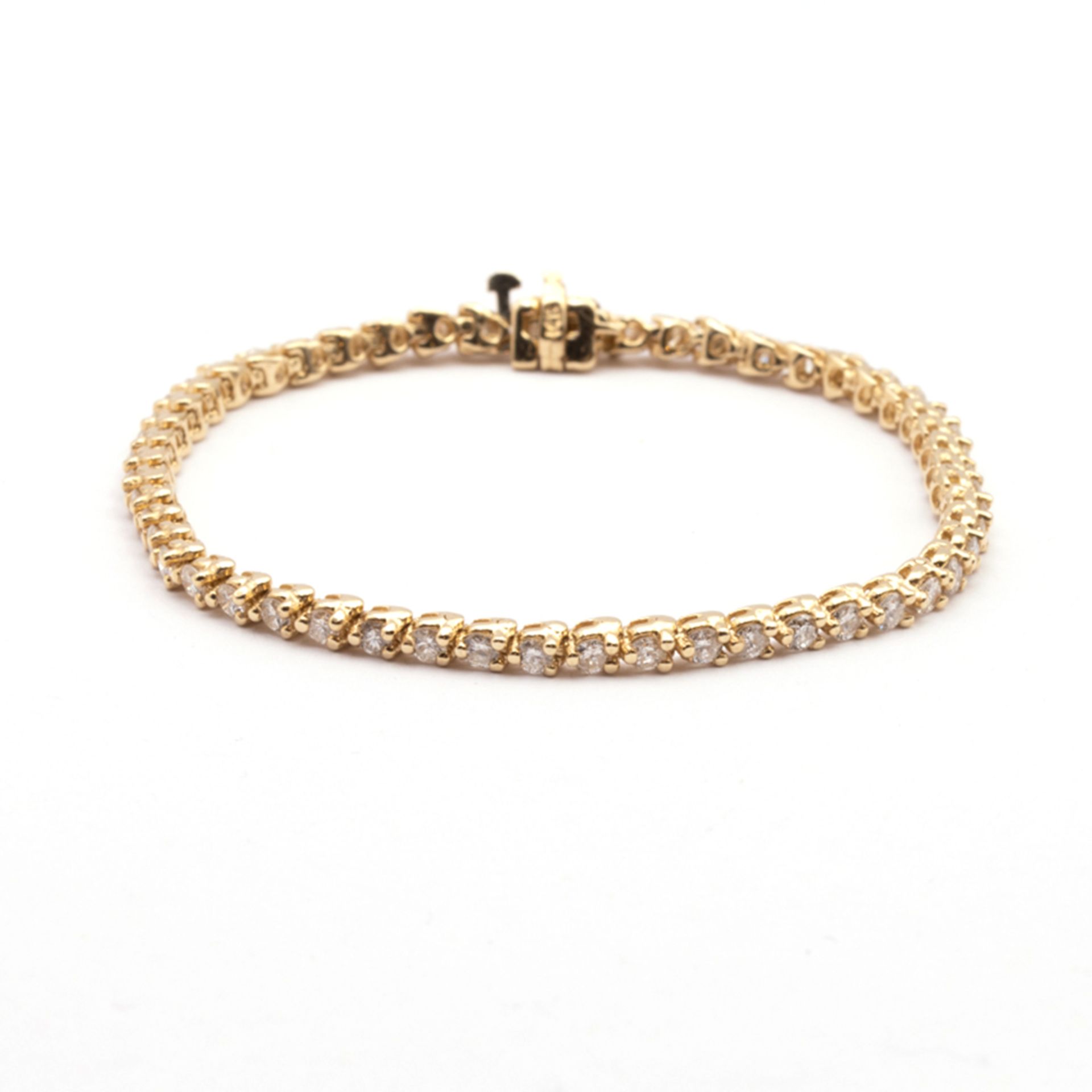 Tennis bracelet in 14kt yellow gold and diamonds - Image 2 of 2