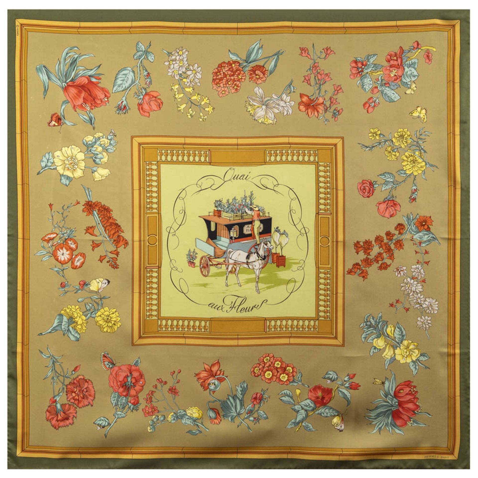 Hermes Quai Aux Fleurs collection vintage scarf