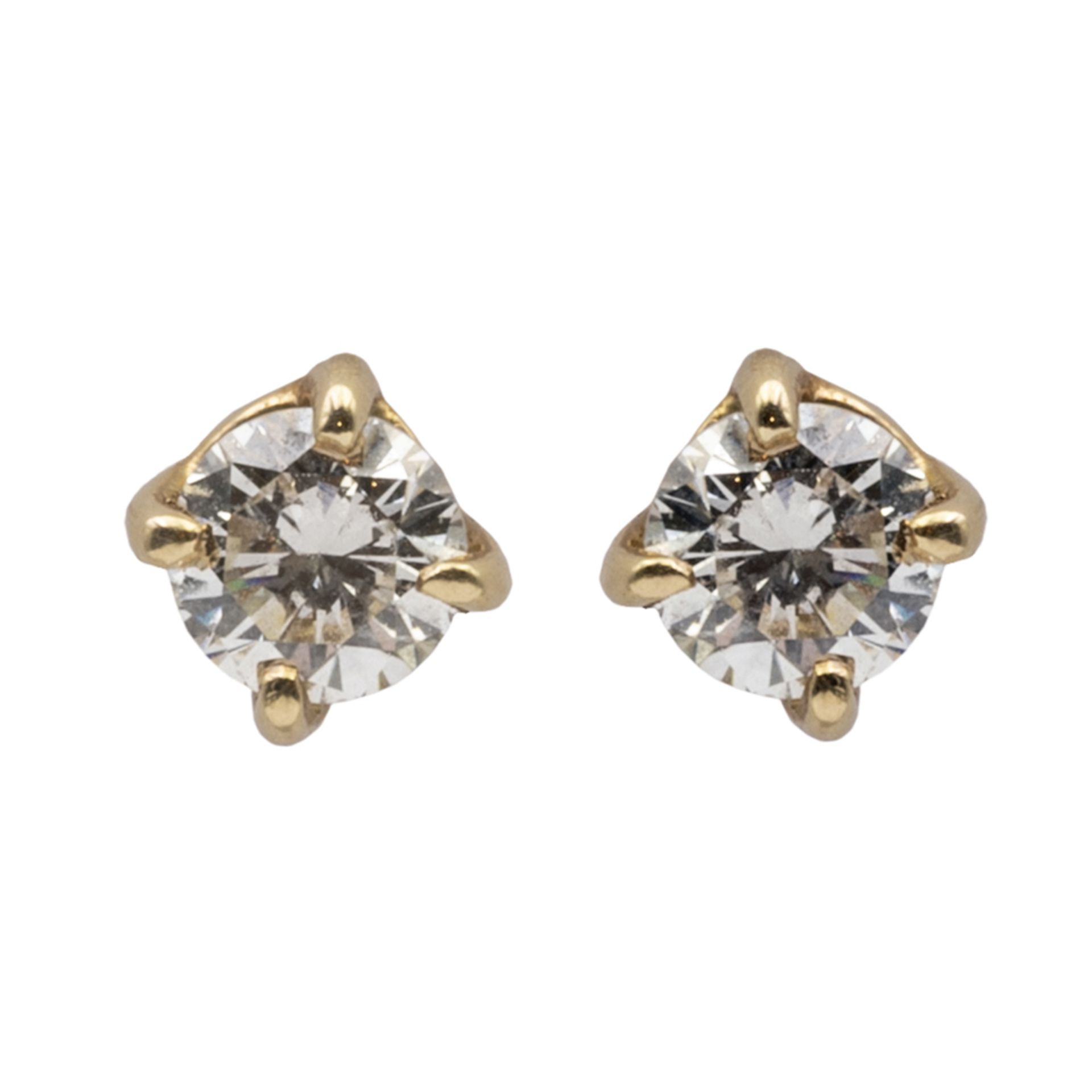 14kt yellow gold and two diamonds lobe earrings