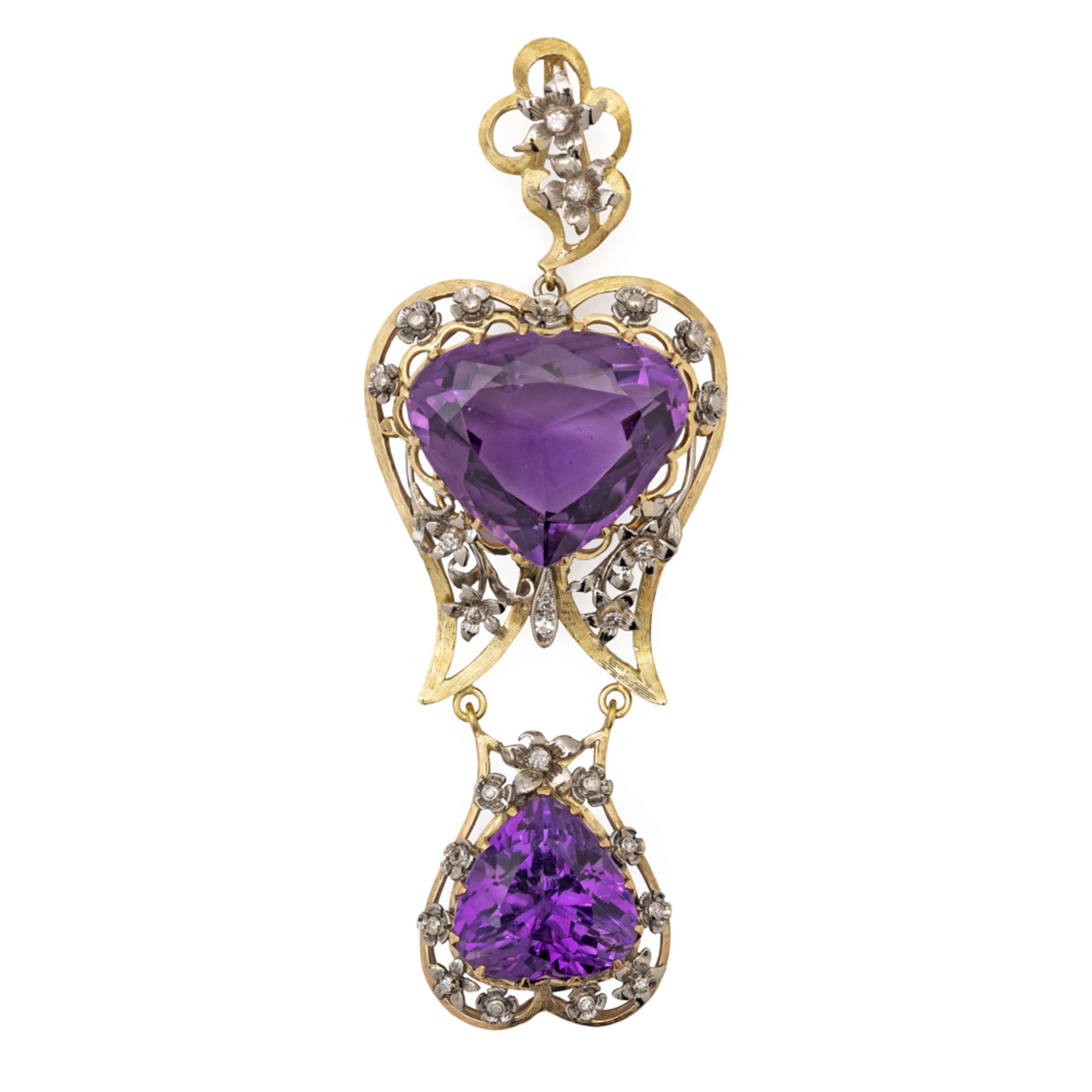 18kt yellow and white gold and amethyst pendant
