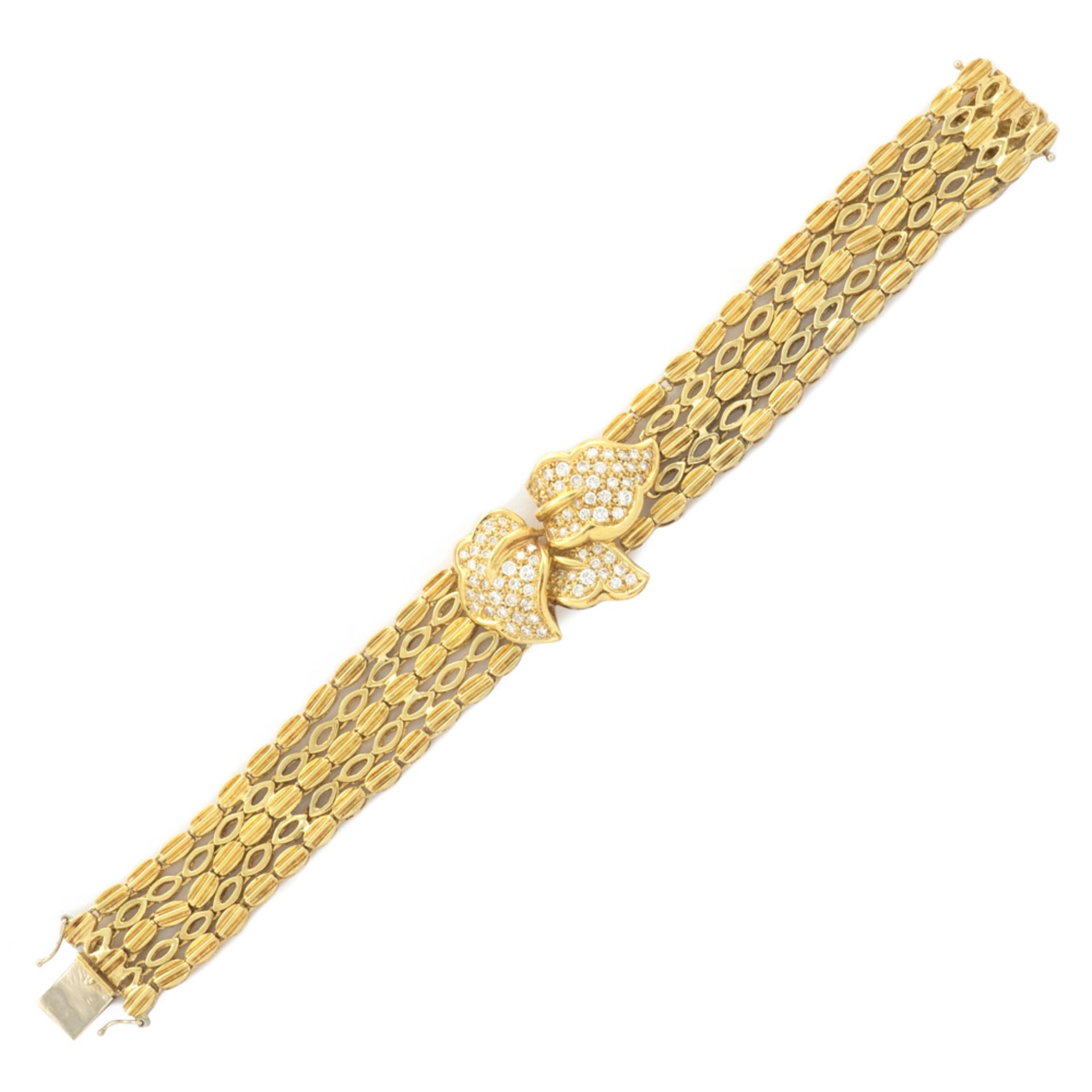 18kt yellow gold and diamonds leaf shaped parure - Image 3 of 6