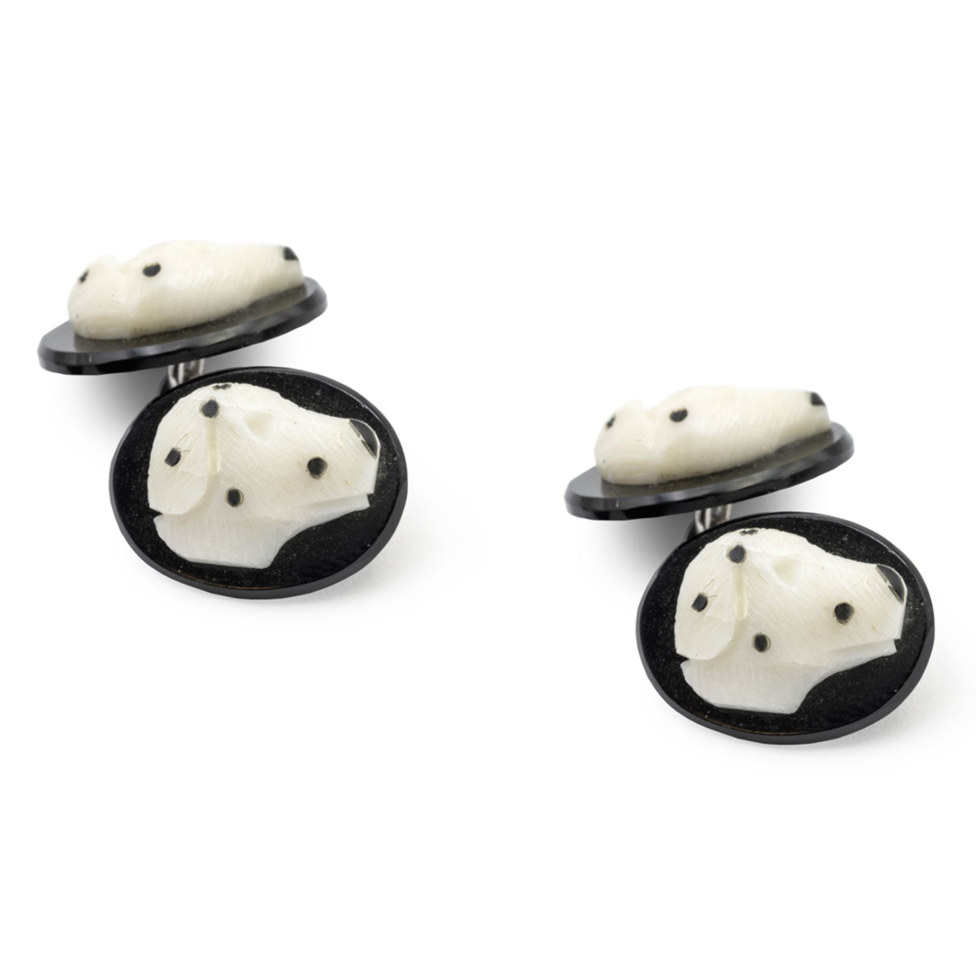 18kt white gold Dalmatian head cufflinks