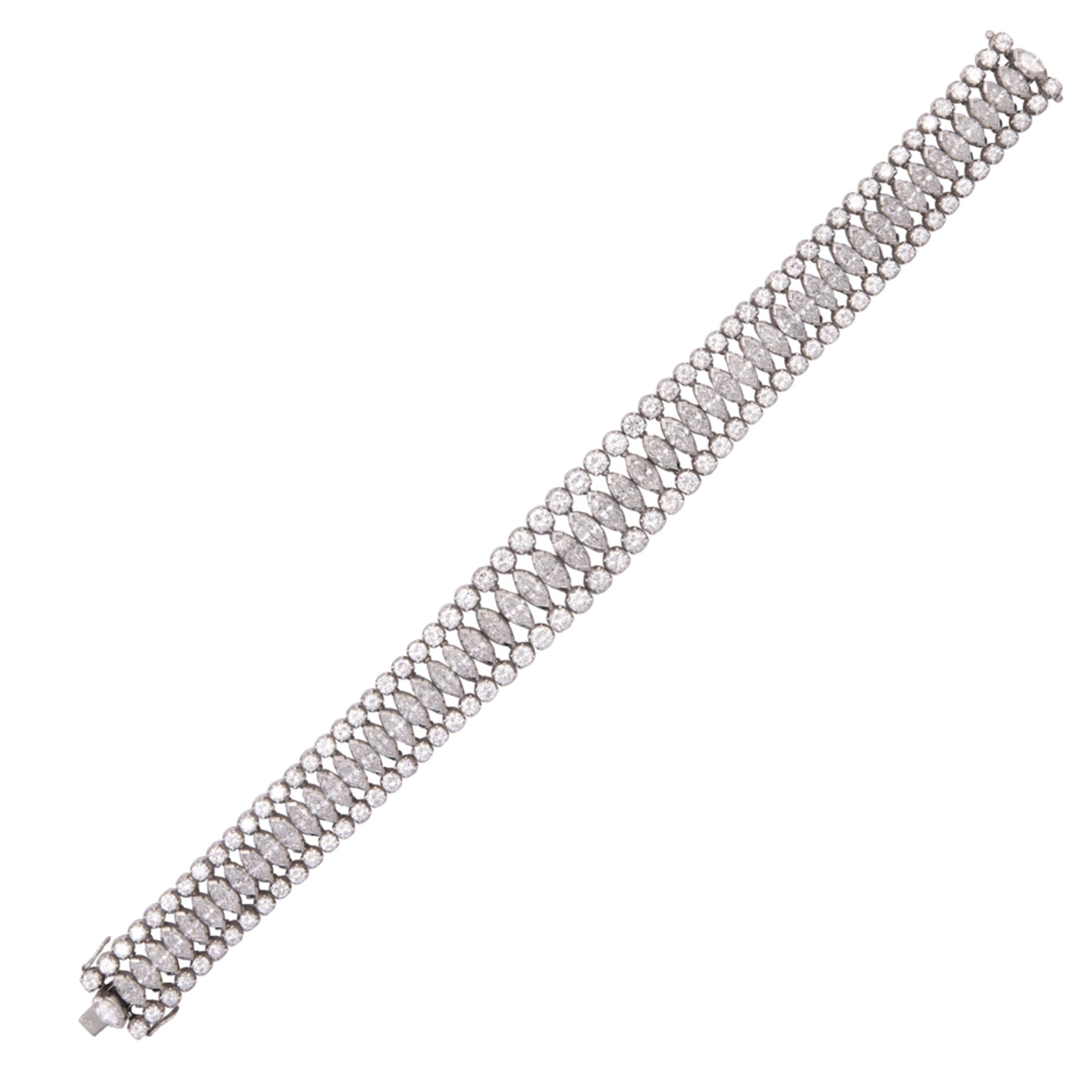 Platinum and diamond riviere bracelet - Image 2 of 2