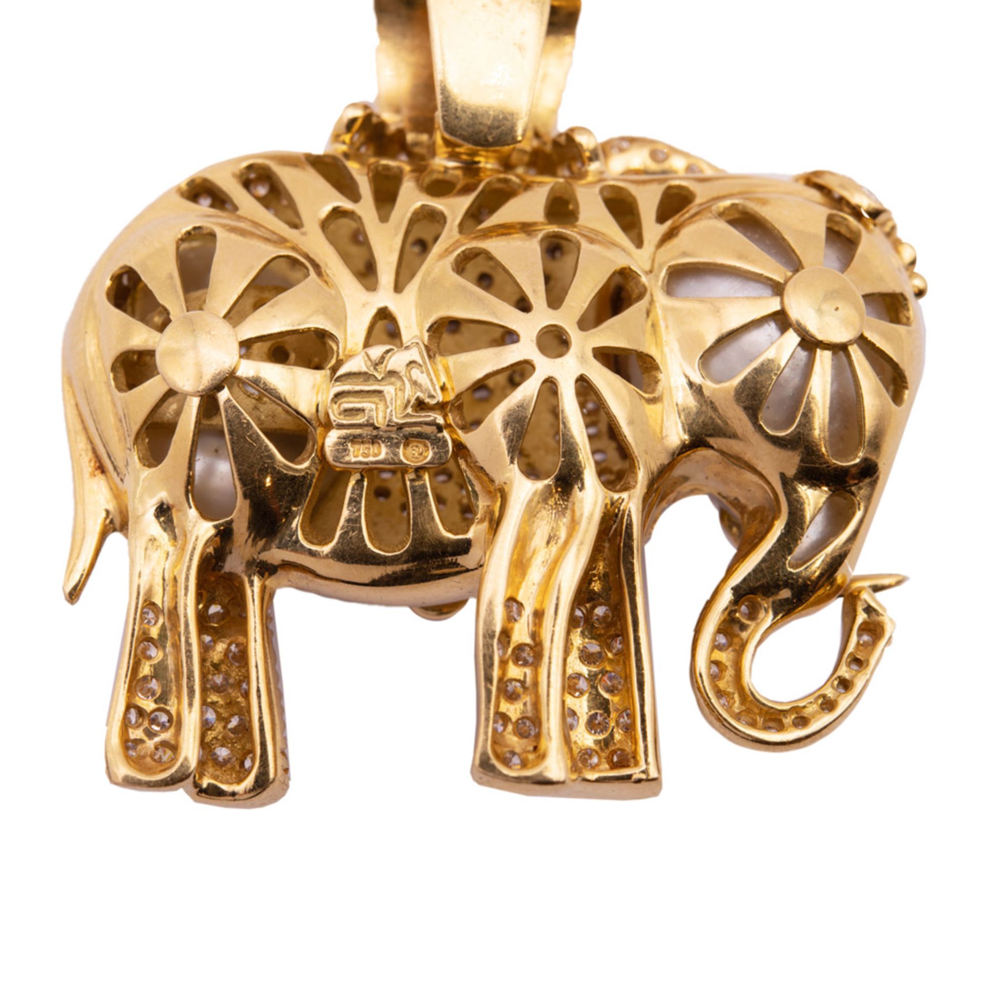 18kt yellow gold Elephant pendant brooch - Bild 3 aus 3