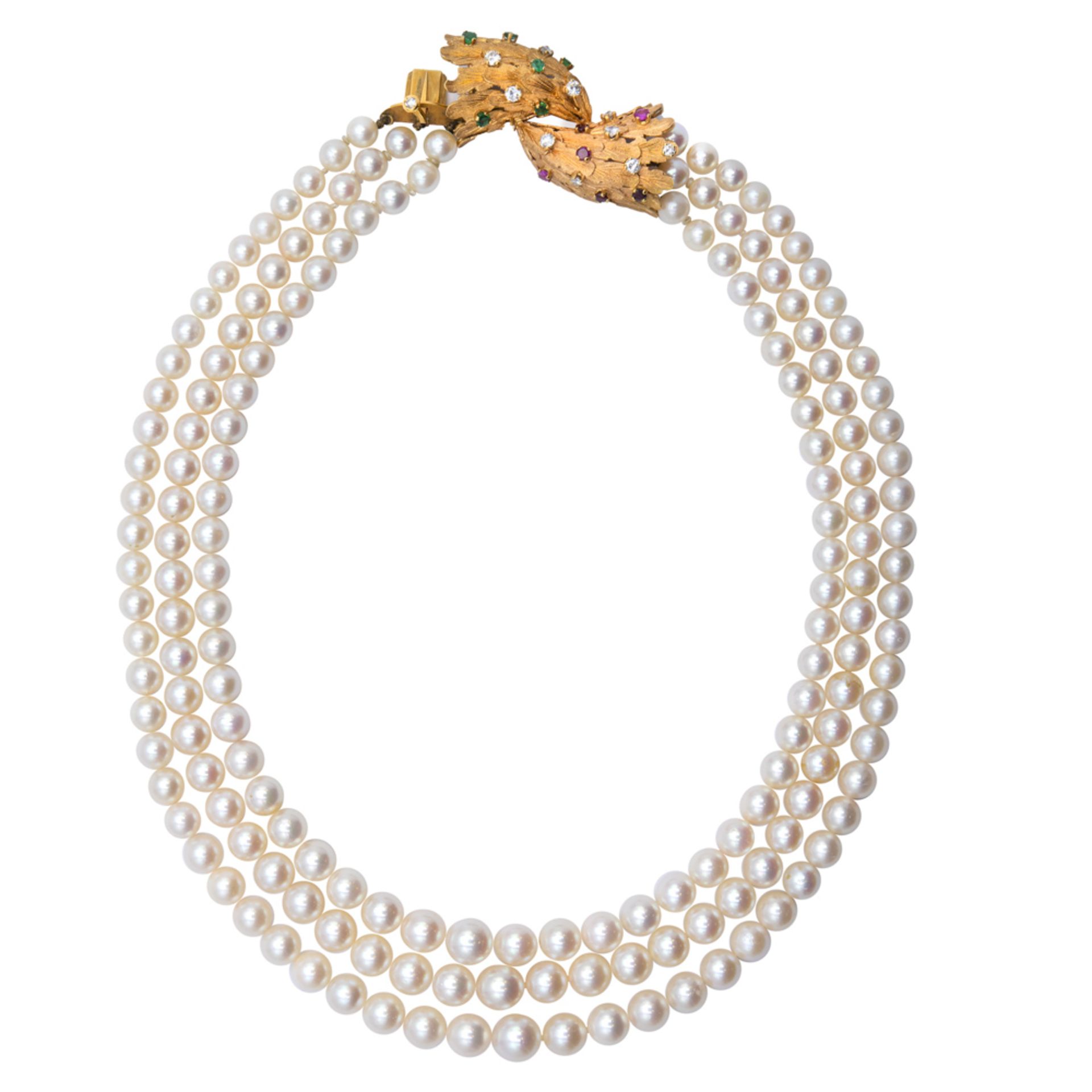 Three strand cultured pearl necklace