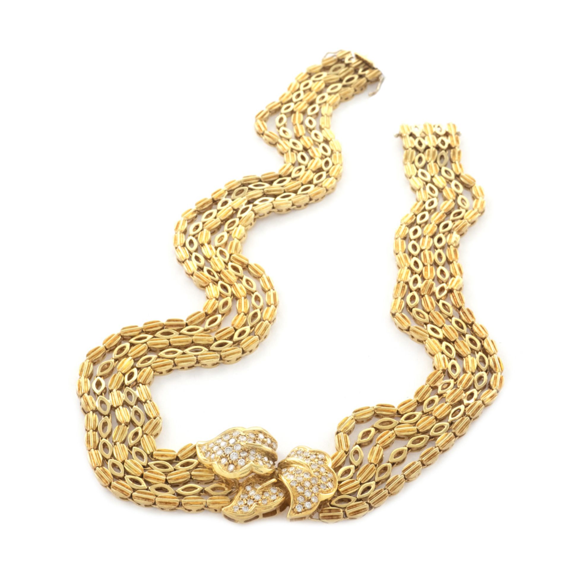18kt yellow gold and diamonds leaf shaped parure - Image 2 of 6