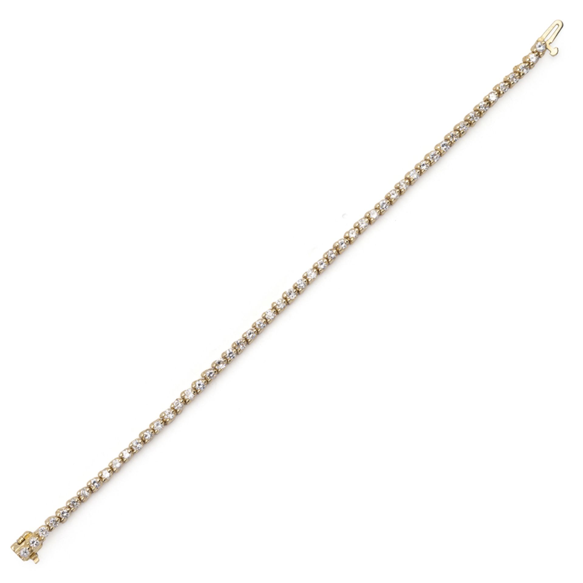 Tennis bracelet in 14kt yellow gold and diamonds