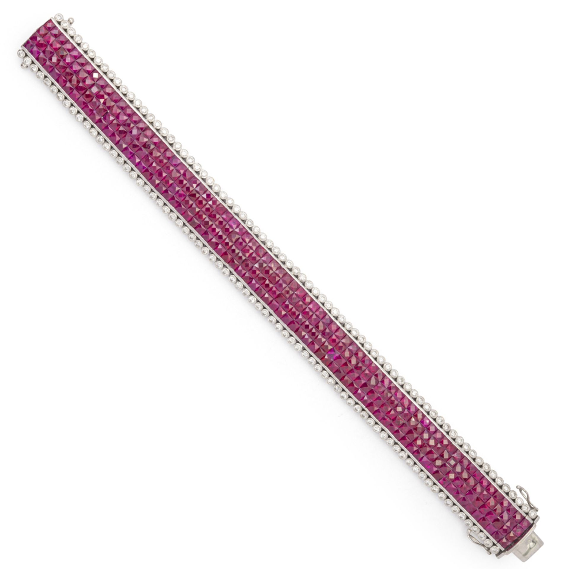 18kt white gold rubies and diamonds bracelet