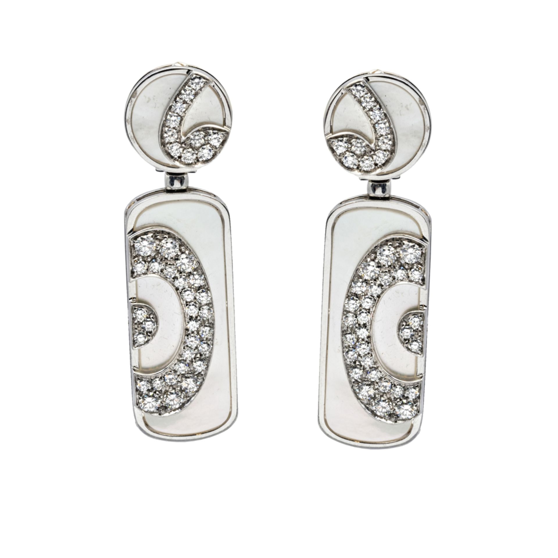 Bulgari 18kt white gold pendant earrings