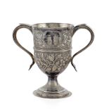 Silver and gilded silver cup with two handles