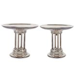 Pair of silver metal centerpiece stands
