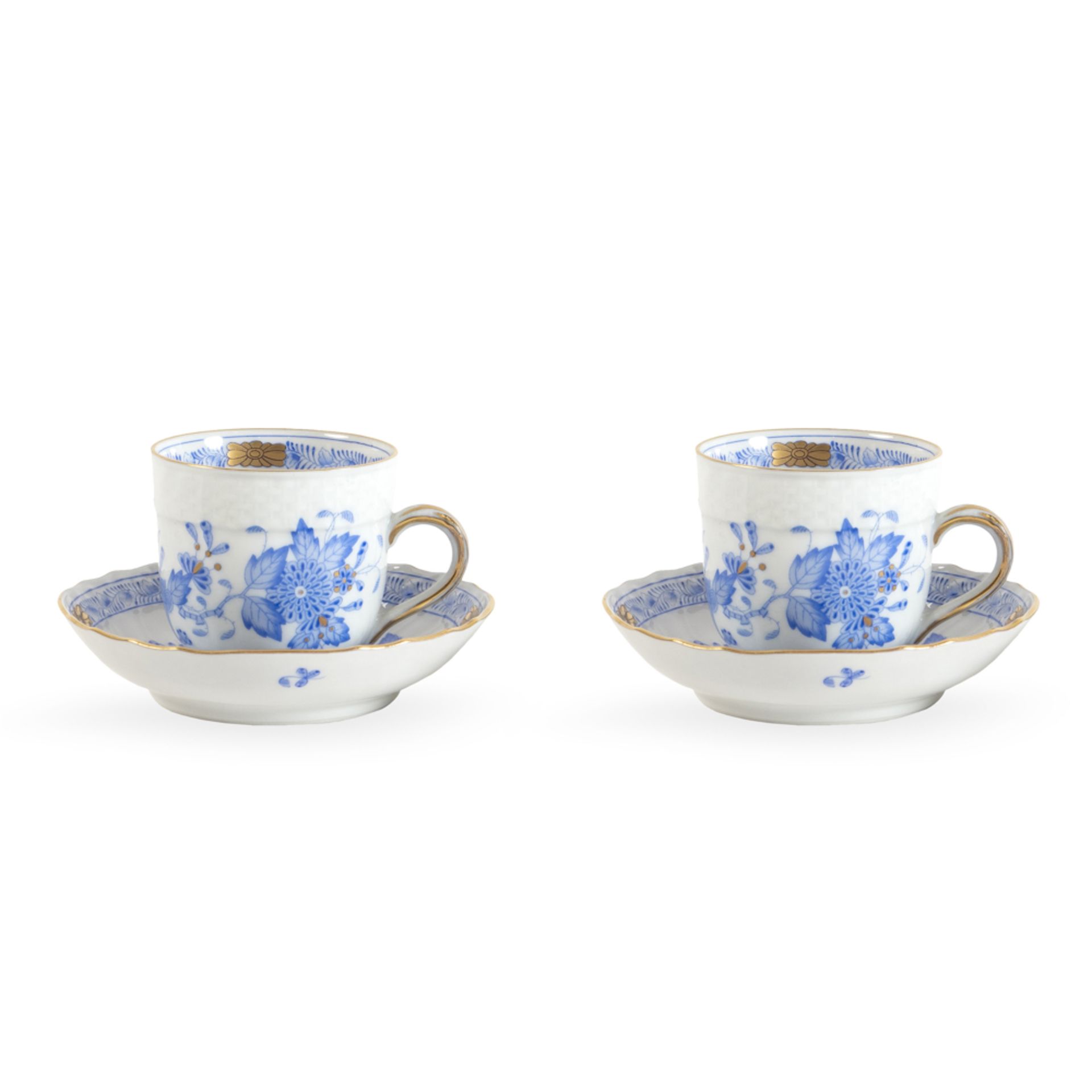 Herend, pair of coffee cups with saucers