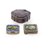 Group of silver and polychrome enamel snuffboxes (3)