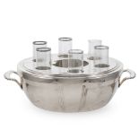 Silver metal and glass Liquor set