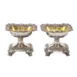 Pair of silver and gilded silver salt cellars
