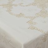 Round tablecloth with 8 napkins in ecru linen