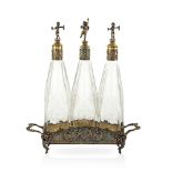 Liquor set in silver and glass