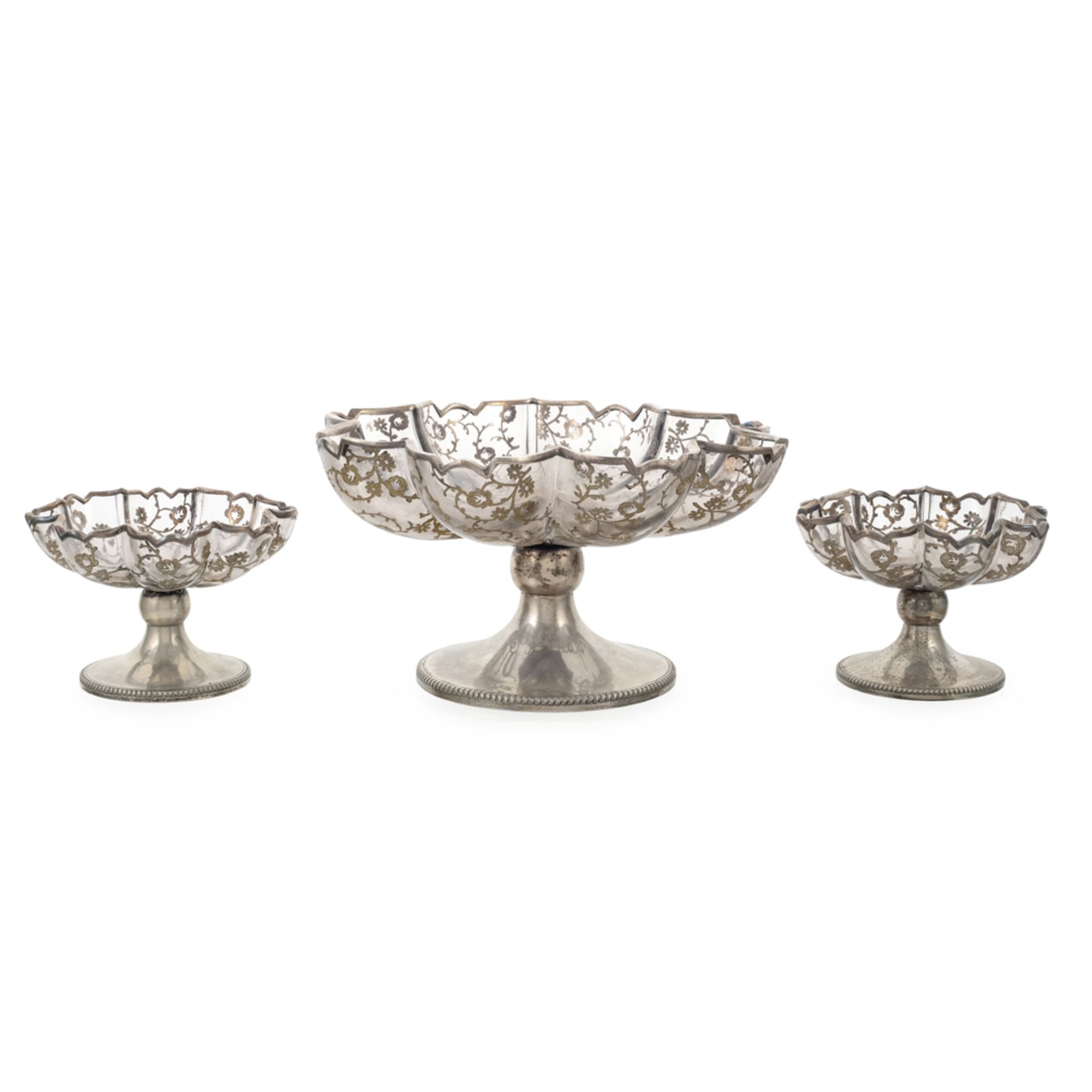 Silver and glass table set (7)