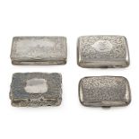 Four silver snuffboxes
