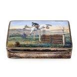 Rectangular silver and enamel box