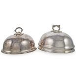 Two silveresd metal food covers