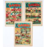 Dandy (1938) 36,37, 38. Bright cover colours, cream/light tan pages [vg/vg/vg-] (3)