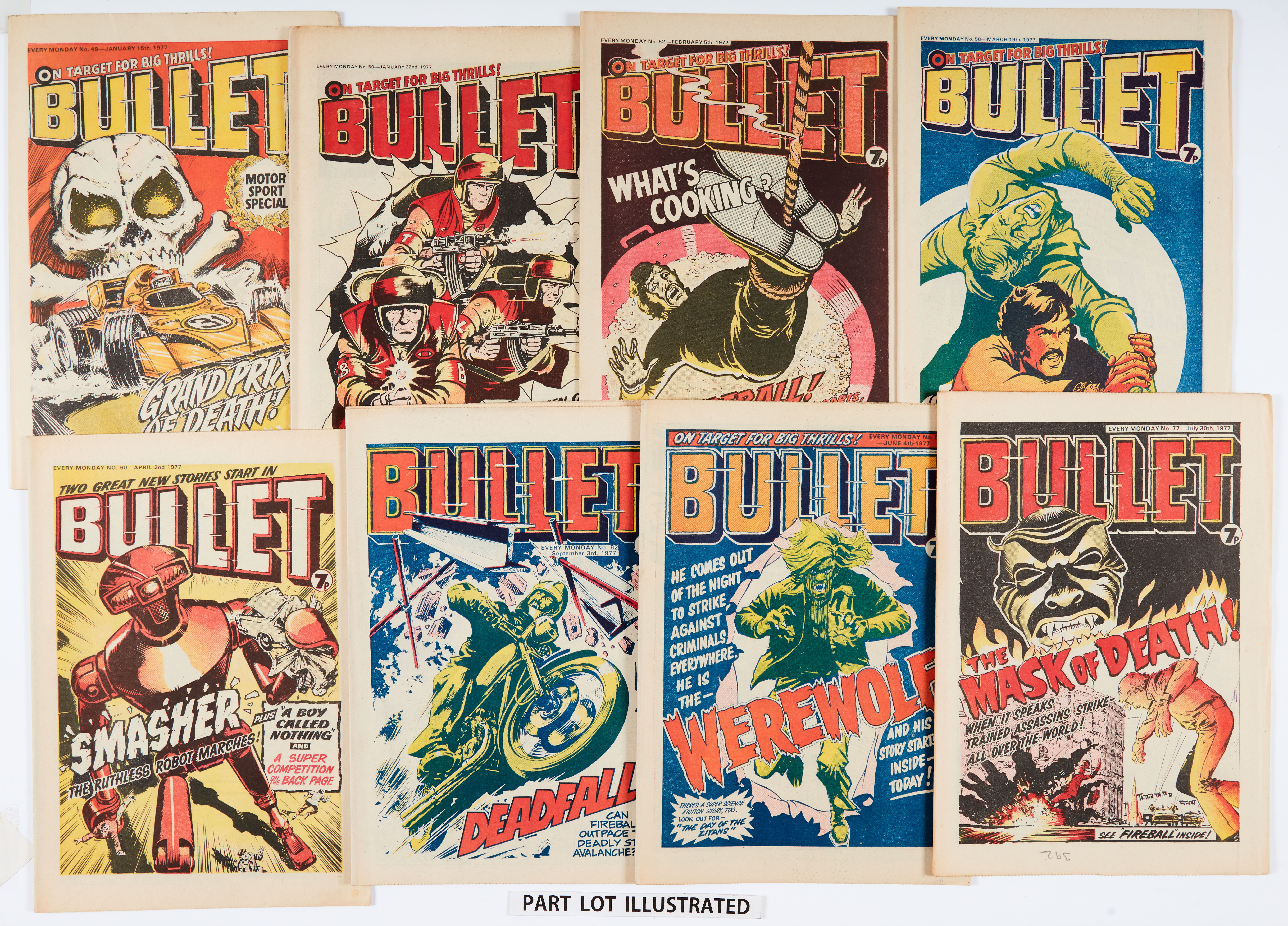 Bullet (1977) 47-99. Complete year with Fireball, Werewolf, Strike Force 2000, Smasher and A Boy