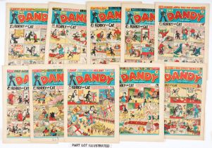 Dandy (1953) 580-631. Coronation year celebrated with No 602 Dandy Coronation Holiday Paper as